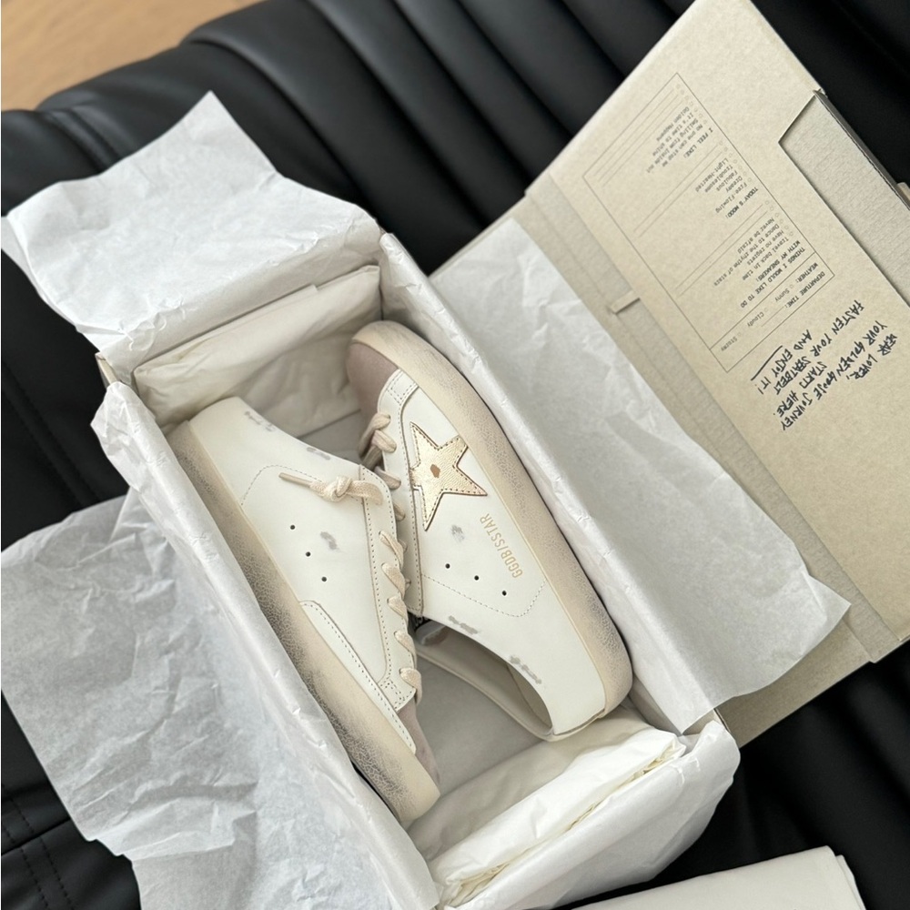 Golden Goose Off-White and Beige Superstar Sneakers - Picture 7 of 9